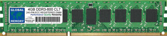 4GB DDR3 800MHz PC3-6400 240-PIN ECC REGISTERED DIMM (RDIMM) MEMORY RAM FOR SERVERS/WORKSTATIONS/MOTHERBOARDS (2 RANK NON-CHIPKILL)